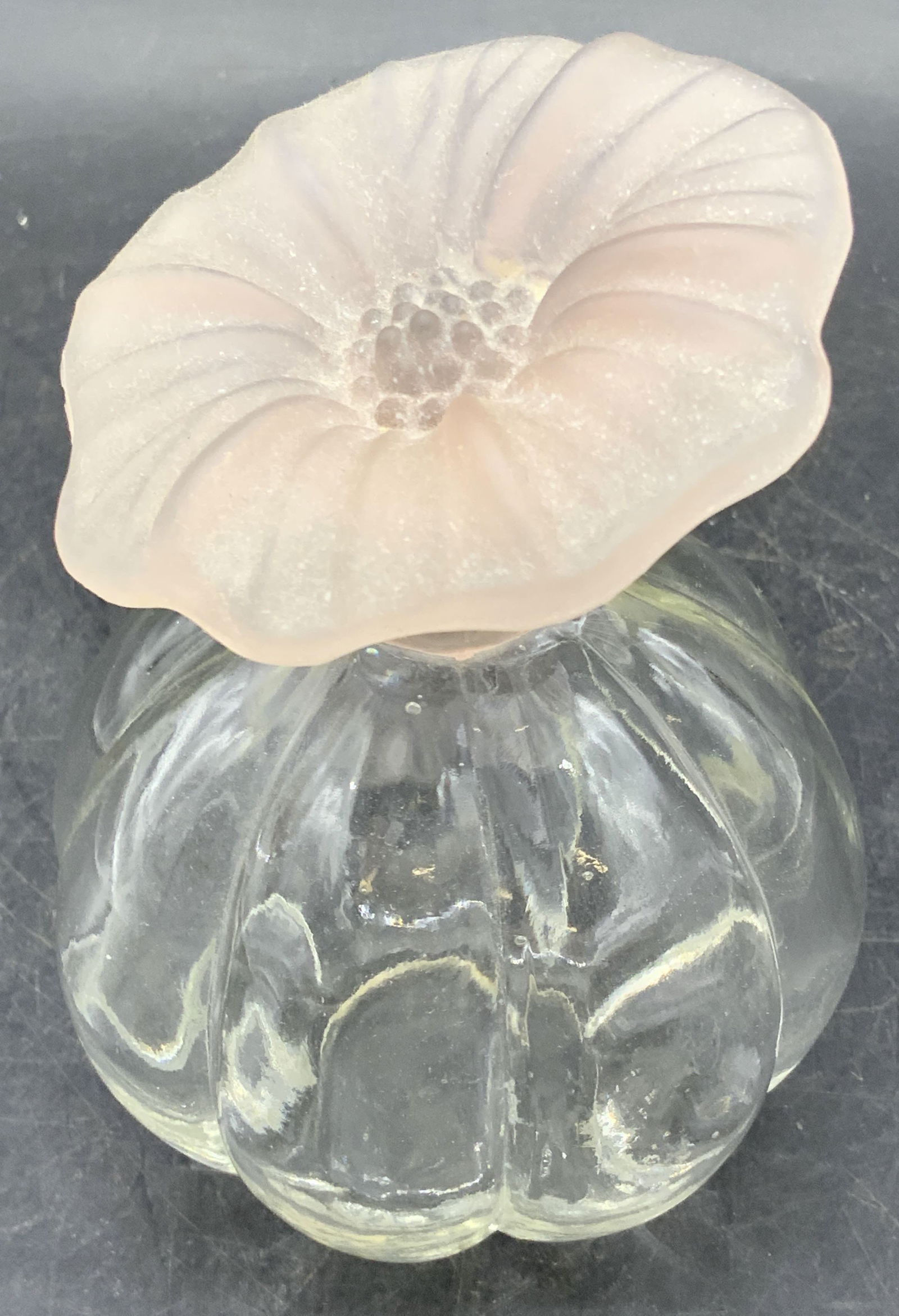 Vntg Glass Perfume Bottle W/ Pink Floral Stopper (1 of 6)