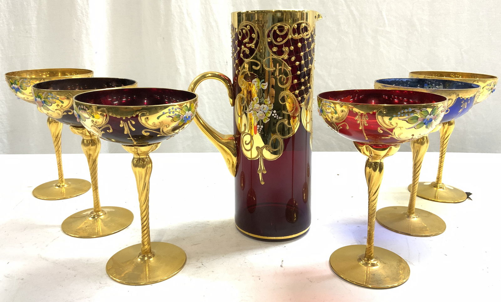 Set7 Bohemian Glass Drinks Pitcher & Stemware (1 of 9)