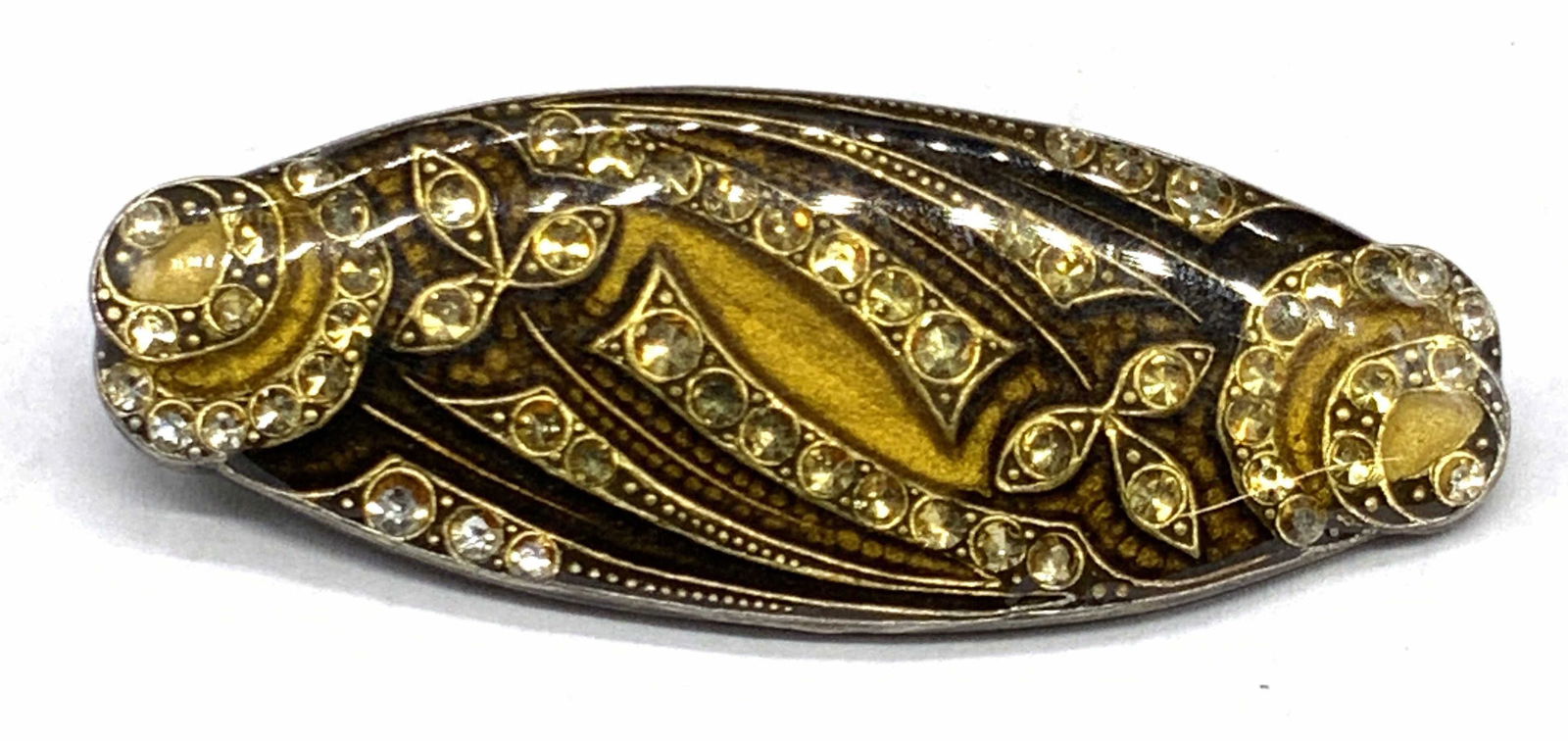 Art Deco Style Vintage Enameled Crystal Brooch (1 of 8)