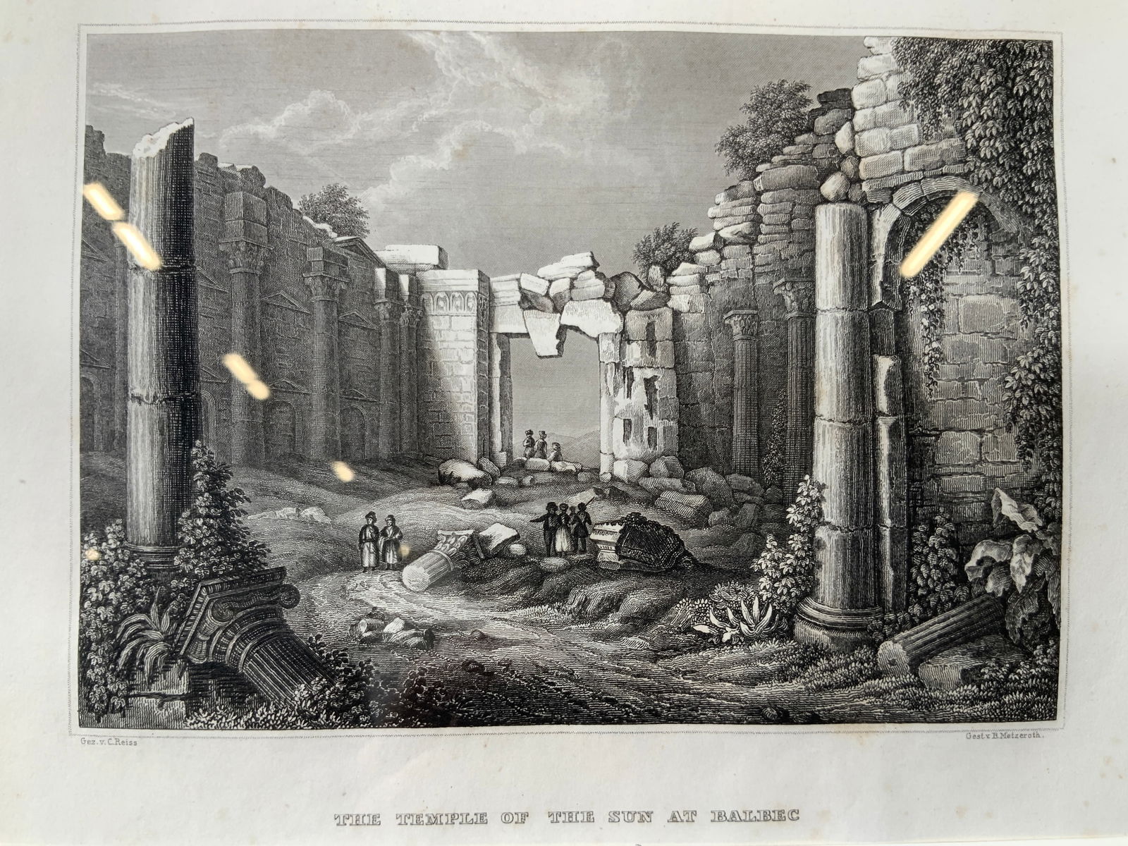 KARL REISS Framed Antique Engraving Sun Temple (1 of 10)