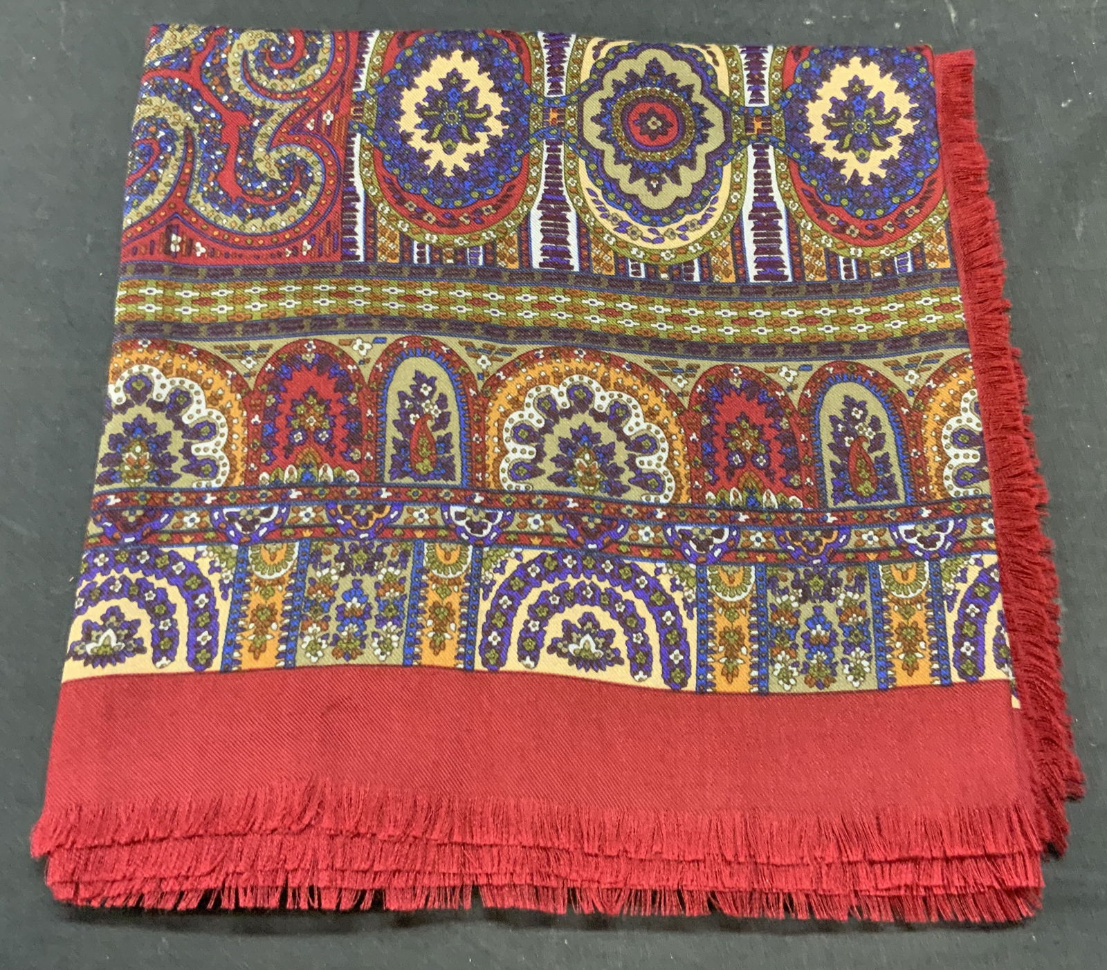 GUCCI Multicolored Patterned Fray Trim Scarf (1 of 9)