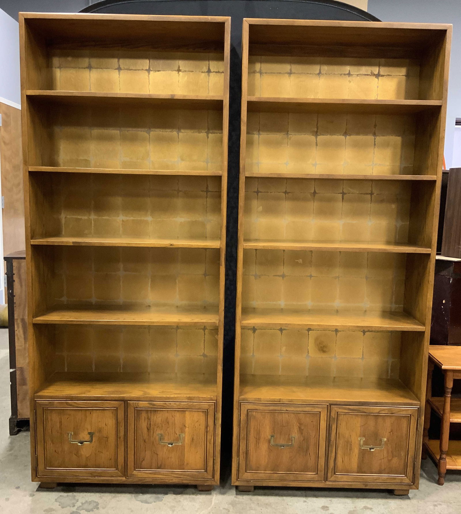 Pr Vntg Empire Style 5 Shelf Bookshelves W Cabinets (1 of 8)