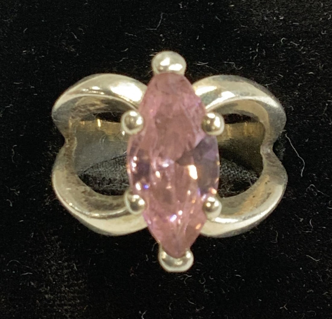 Sterling silver w Pink Austrian Crystal Stone (1 of 7)