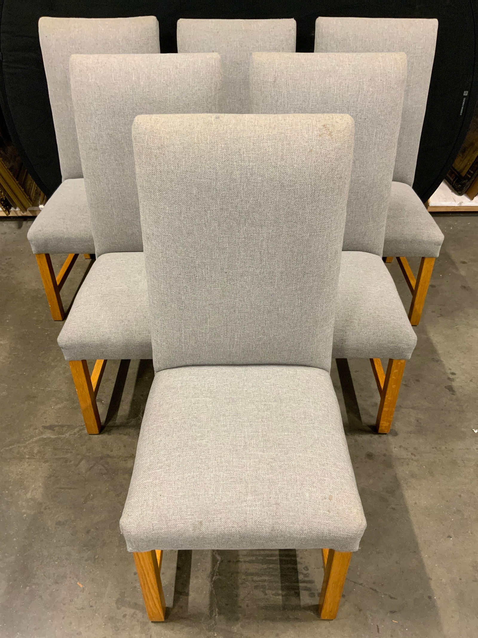 Set 6 Upholstered Dining Chairs Grey (1 of 9)