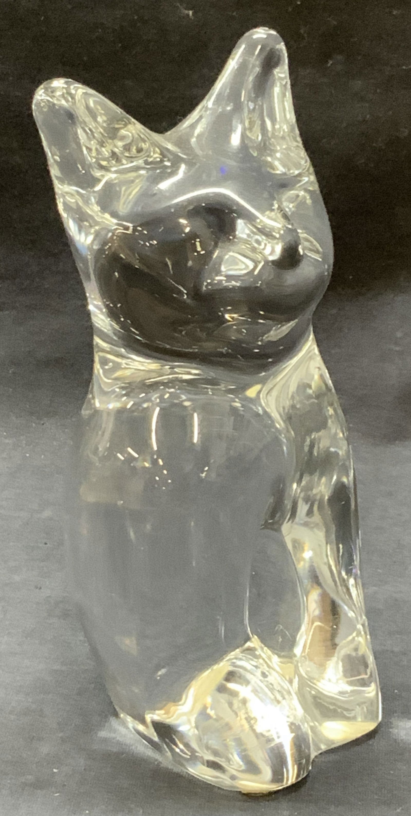 Signed DAUM FRANCE Heavy Crystal Cat Figural (1 of 7)
