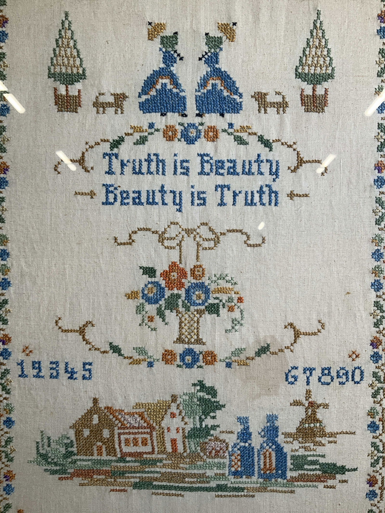 Framed Vintage Finished Cross Stitch Sampler (1 of 9)