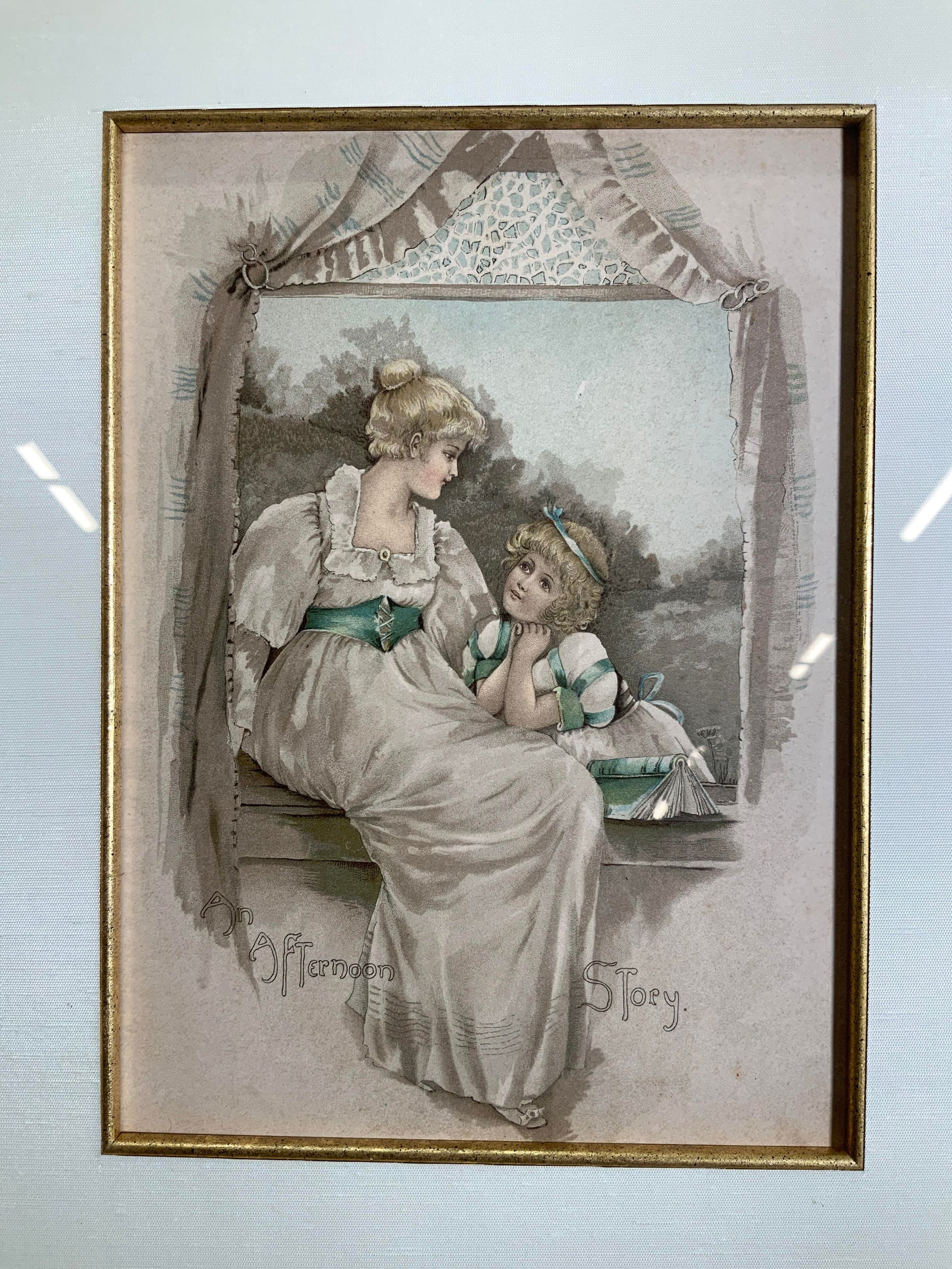 Framed Antique Lithograph, An Afternoon Story 1895 (1 of 9)