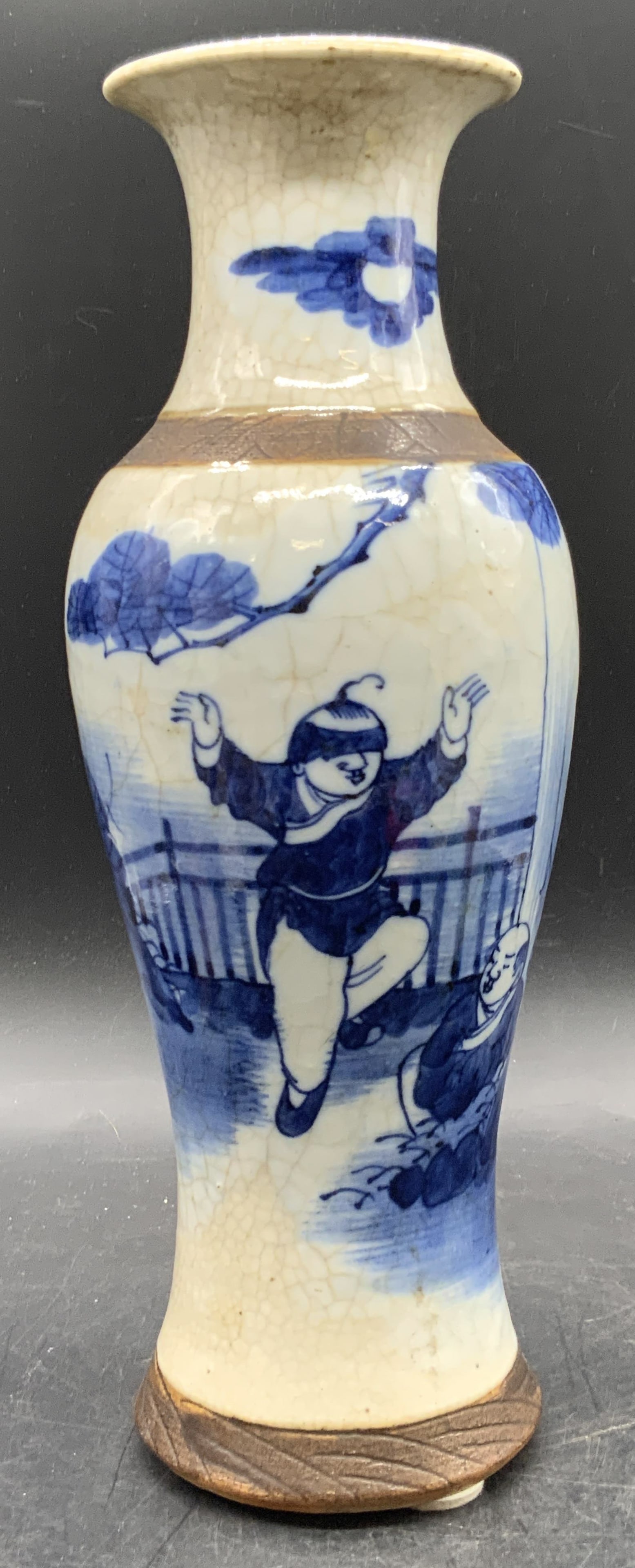 Vintage Blue & White Asian Ceramic Vase (1 of 10)