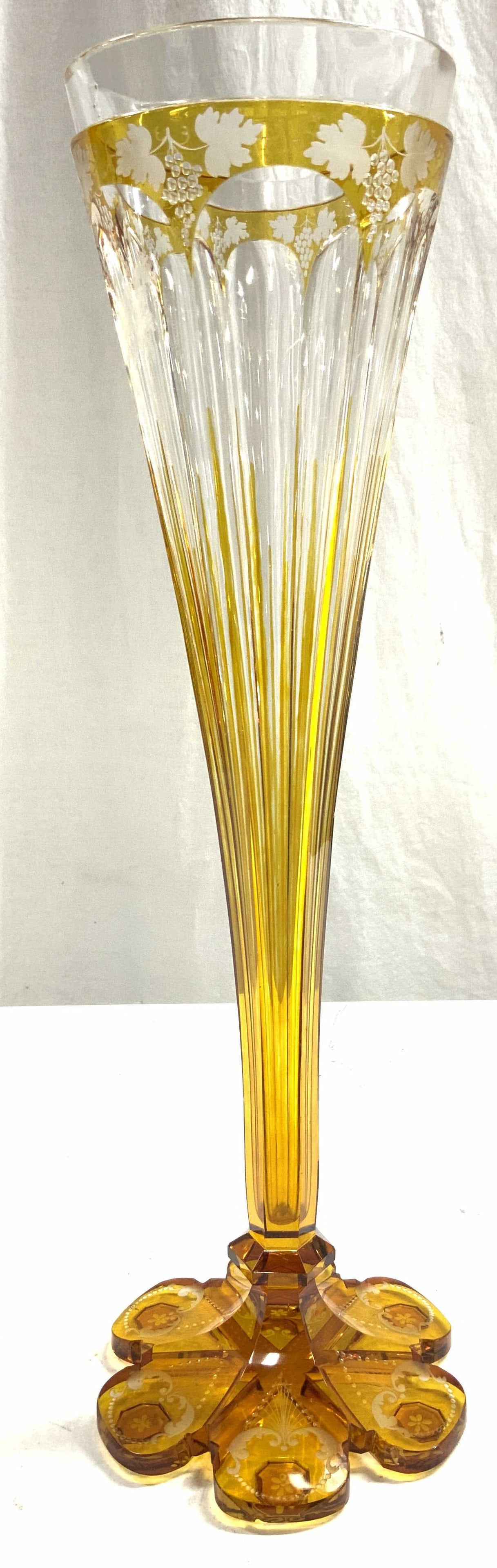 Bohemian Glass Narrow Cut Crystal Vase Vessel (1 of 8)