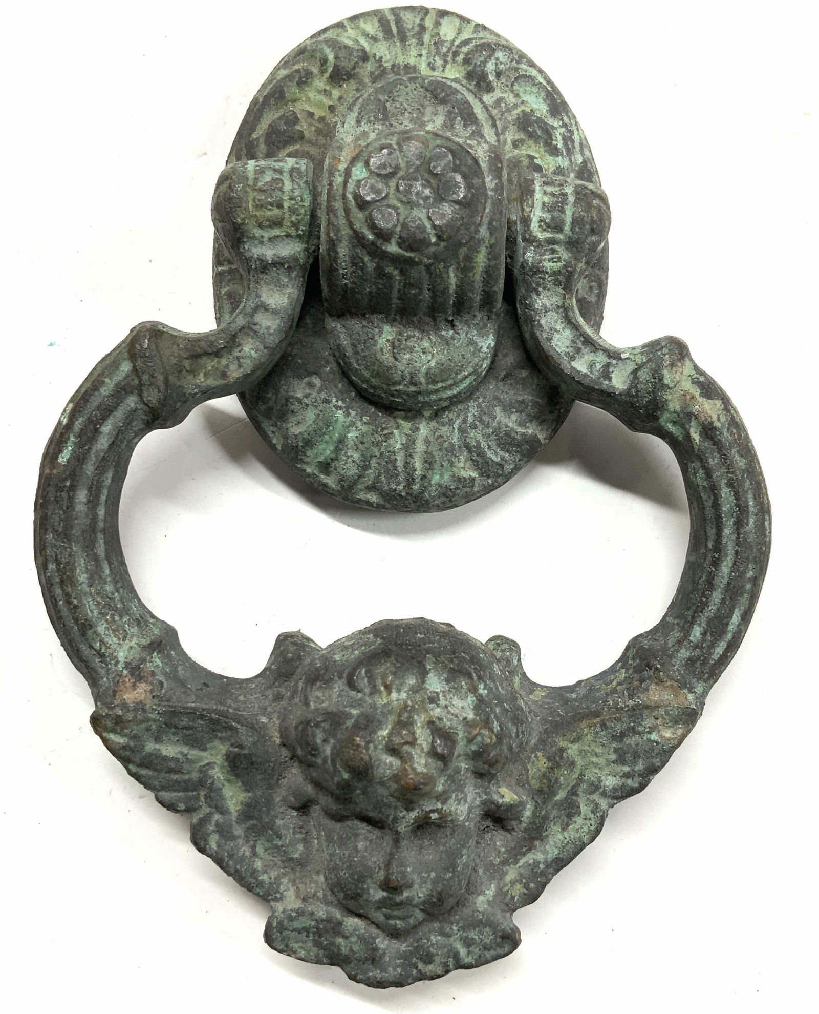 Heavy Verdigris Metal Cherub Door Knocker (1 of 6)