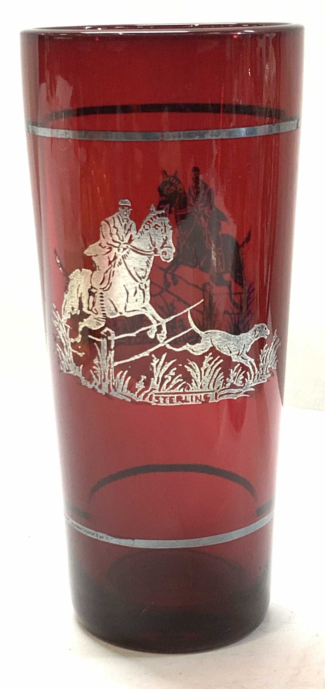 Ruby Red Steepchase Sterling Silv Overlay Glass (1 of 6)