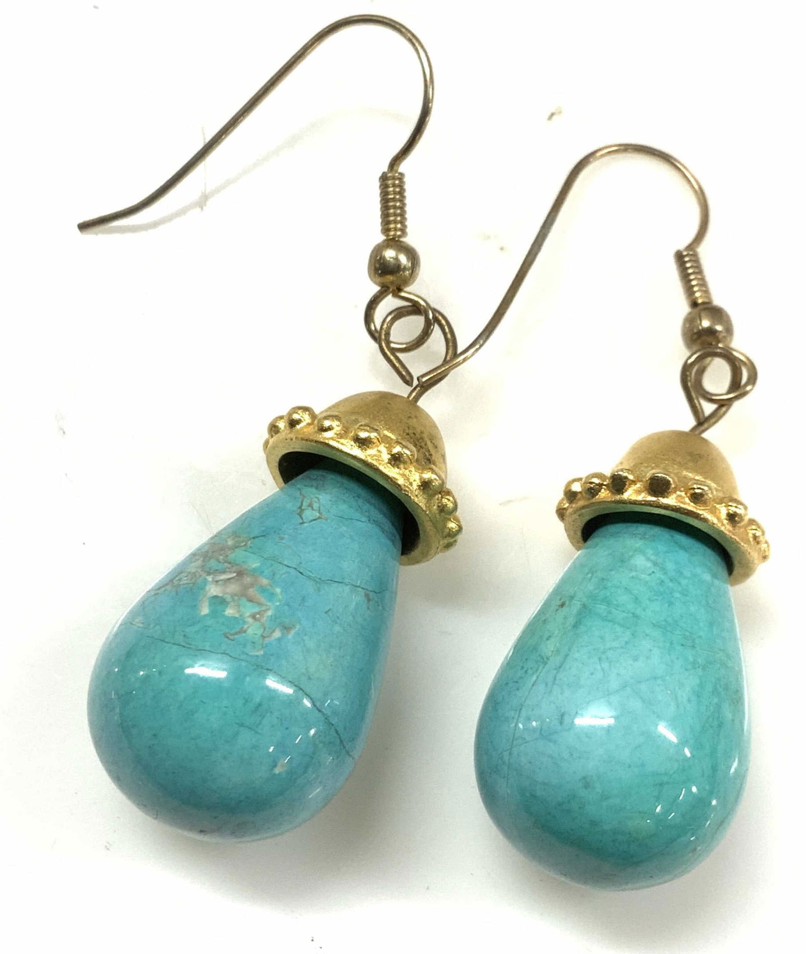 Luxury Polished Turquoise Teardrop Earrings (1 of 6)