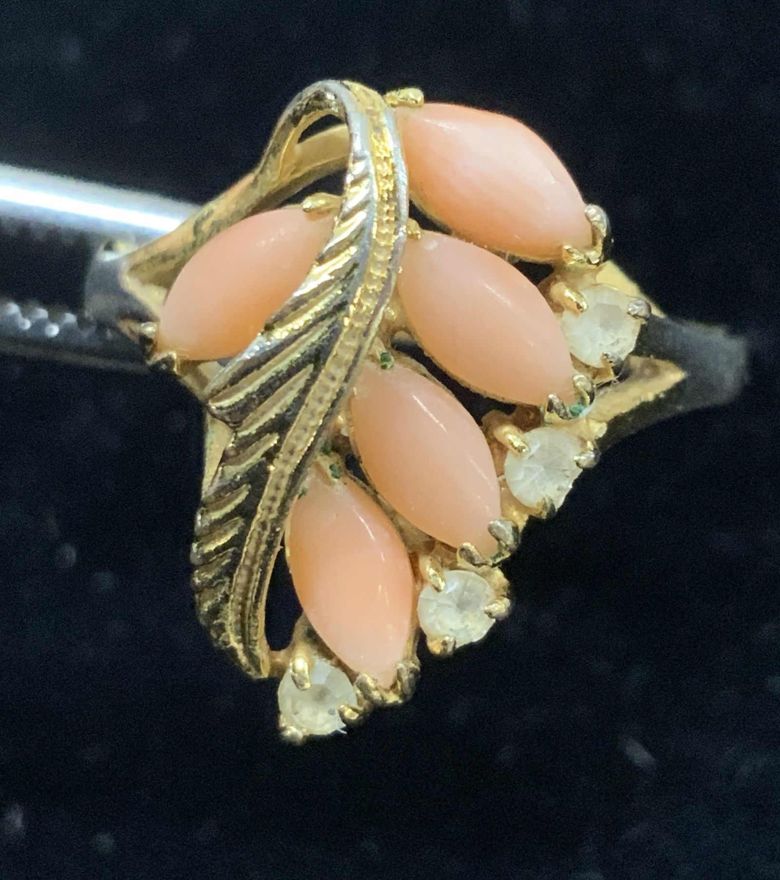 Mid Century Coral Floral Cocktail Ring (1 of 6)