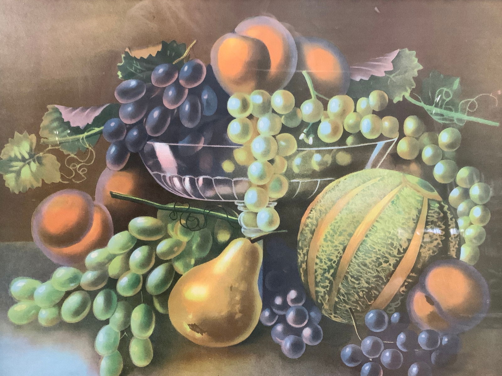 Framed Still Life Fruit Bowl Lithograph 31in (1 of 7)