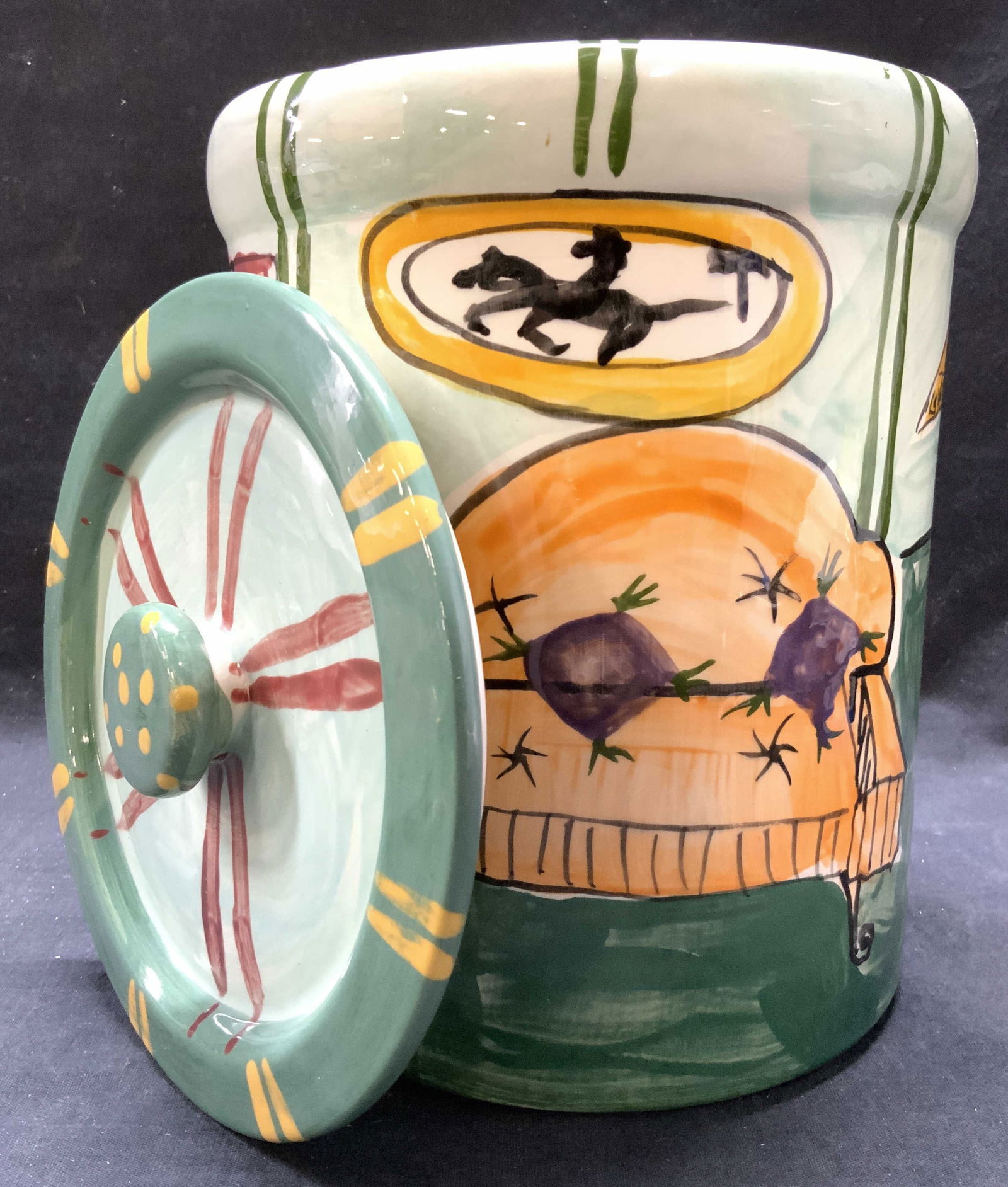 KEYES Hand Painted Porcelain Cookie Jar W Lid (1 of 8)