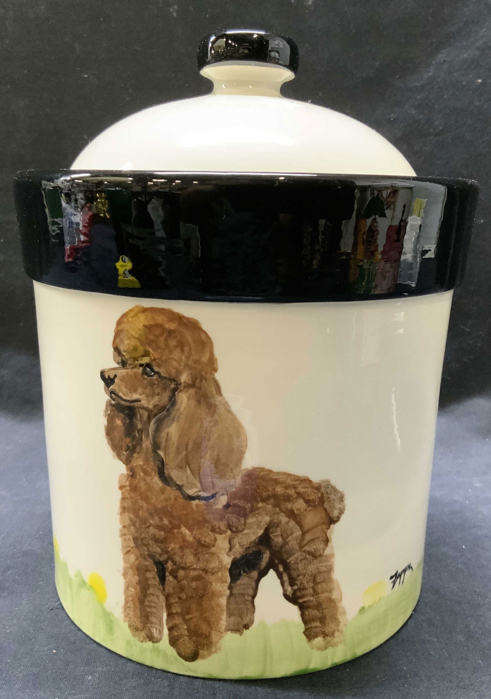 ZEPPA Hand Painted Porc Jar W Poodle & Lid (1 of 7)