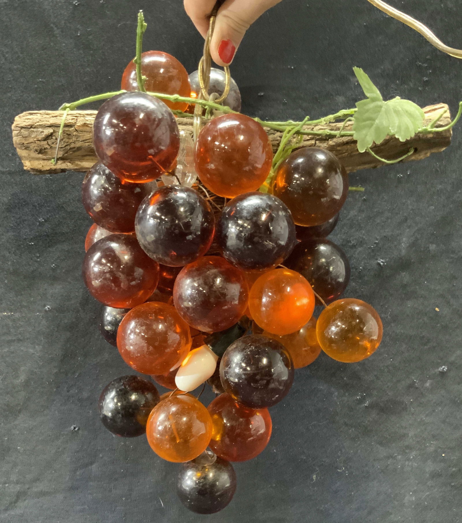 Vintage MCM Amber Lucite Grape Hanging Light (1 of 11)