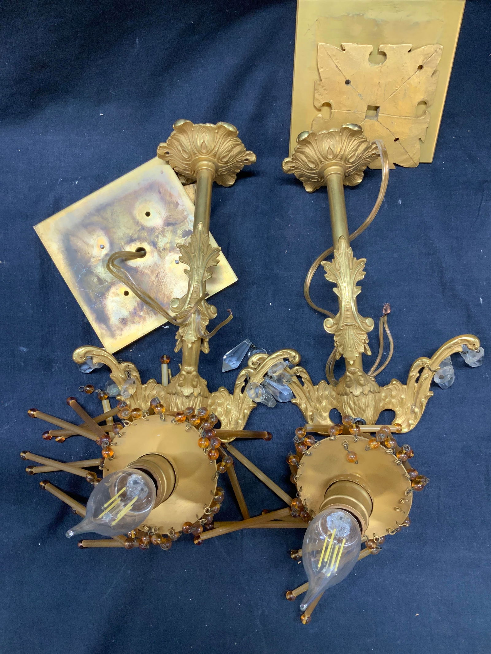 Pair Gilt Metal Eagle Wall Light Sconces (1 of 10)