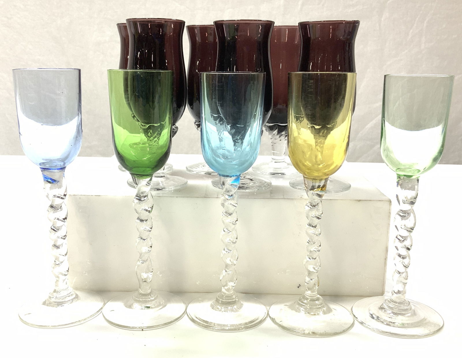 11 Colored Hand Blown Glass Aperitif Stemware (1 of 9)