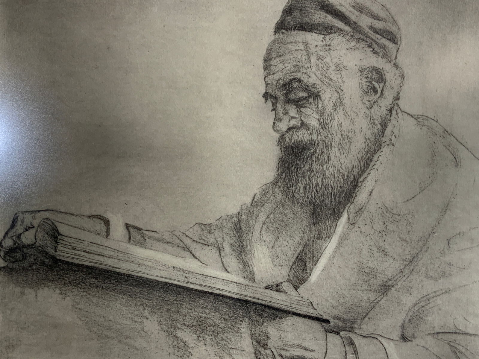 Robert Benney Signed Judaica Engraving Talmudist (1 of 8)