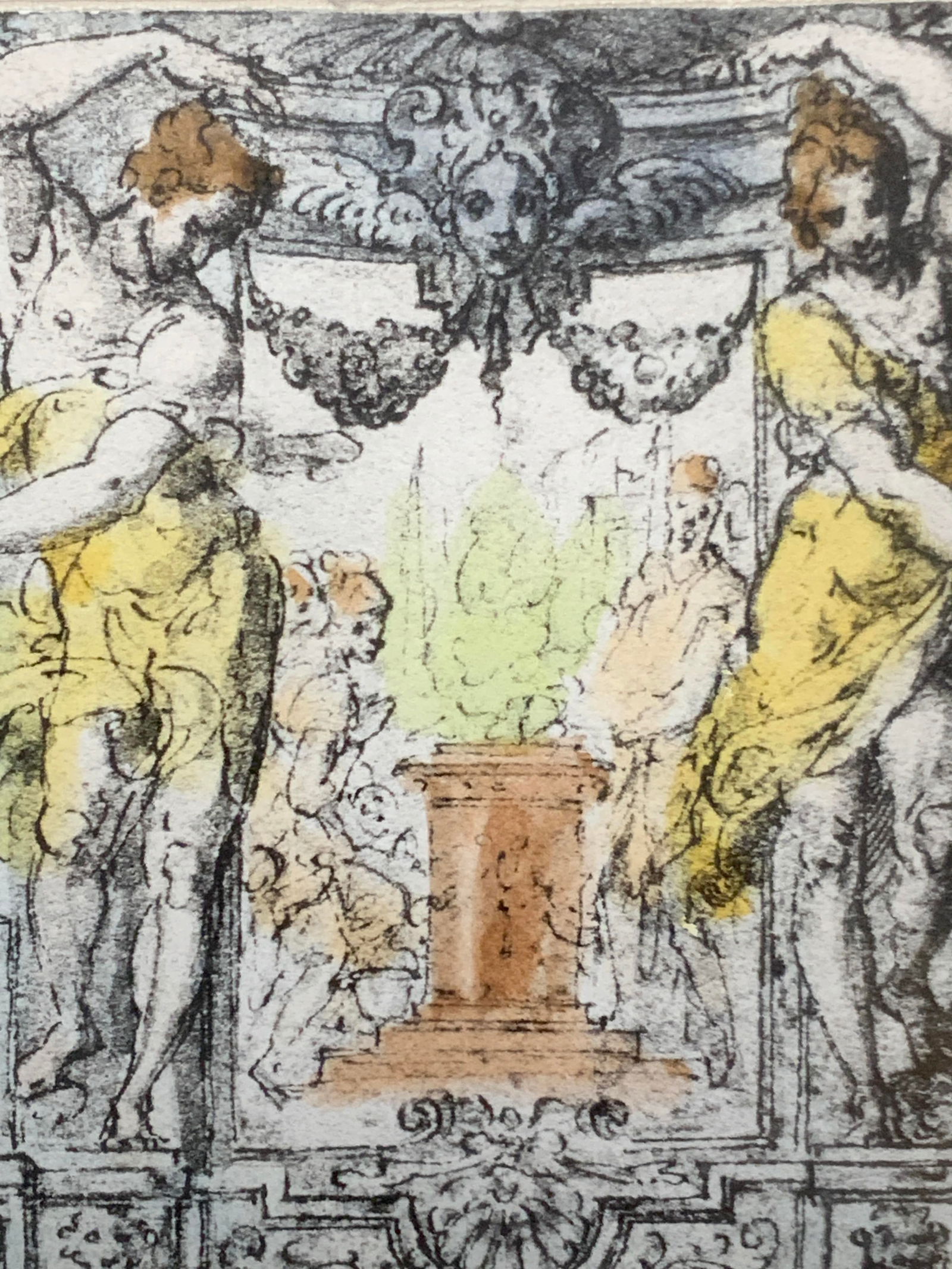 Vntg Hand Colored Italian Style Lithograph (1 of 8)