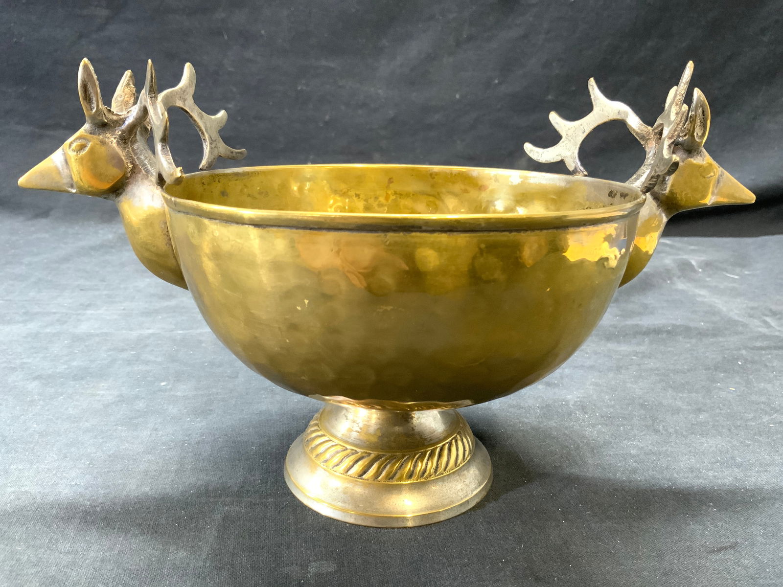 Silver Plate Deer Head Pedestal Bowl (1 of 7)