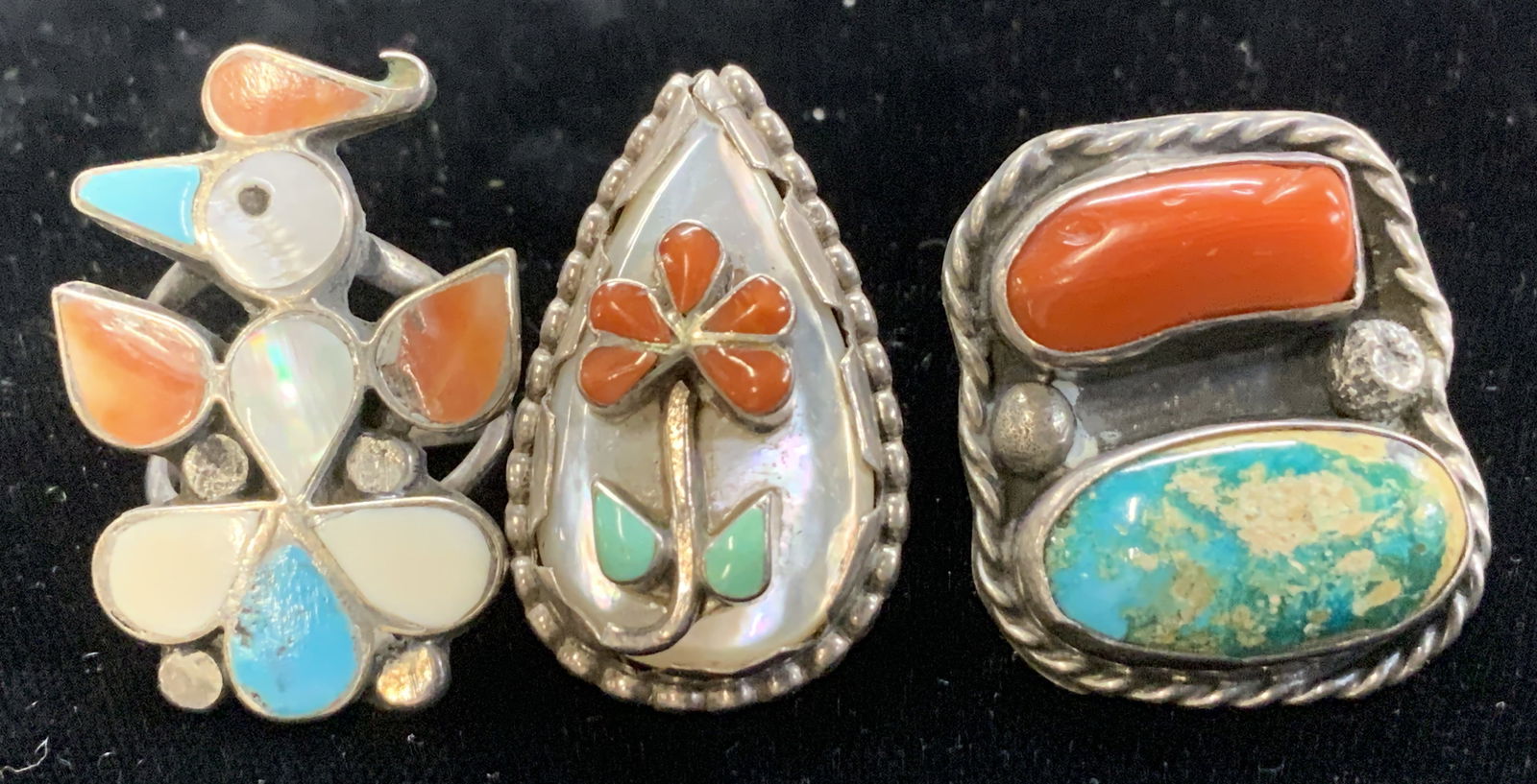 Lot 3 Sterling Silver Turquoise Rings, Jewelry (1 of 7)