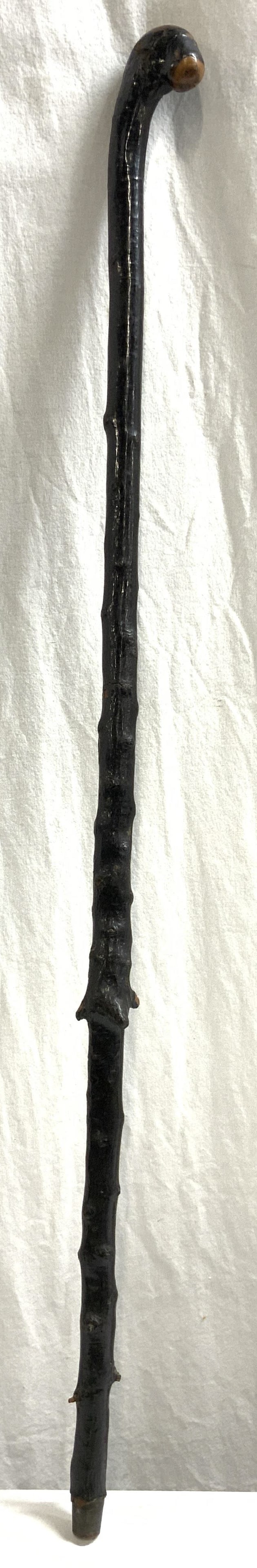 Vintage Burl Wooden Cane W Curved Handle (1 of 6)