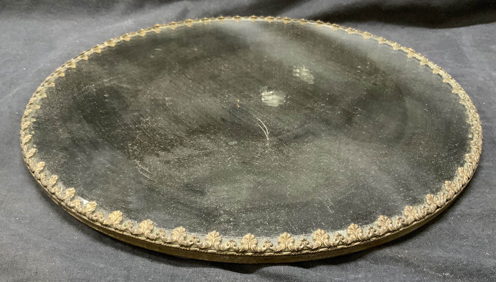 Silver Plate Edge Vntg Mirrored Vanity Tray (1 of 6)