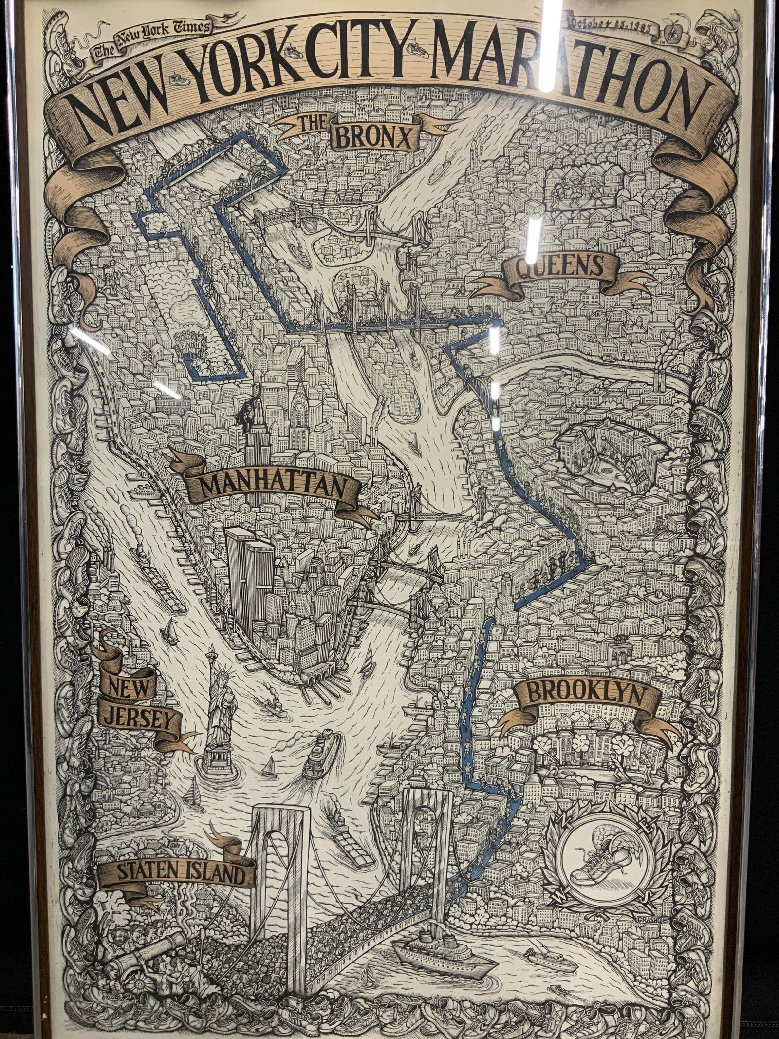 Vintage New York Times Engraving NYC Marathon Map (1 of 11)