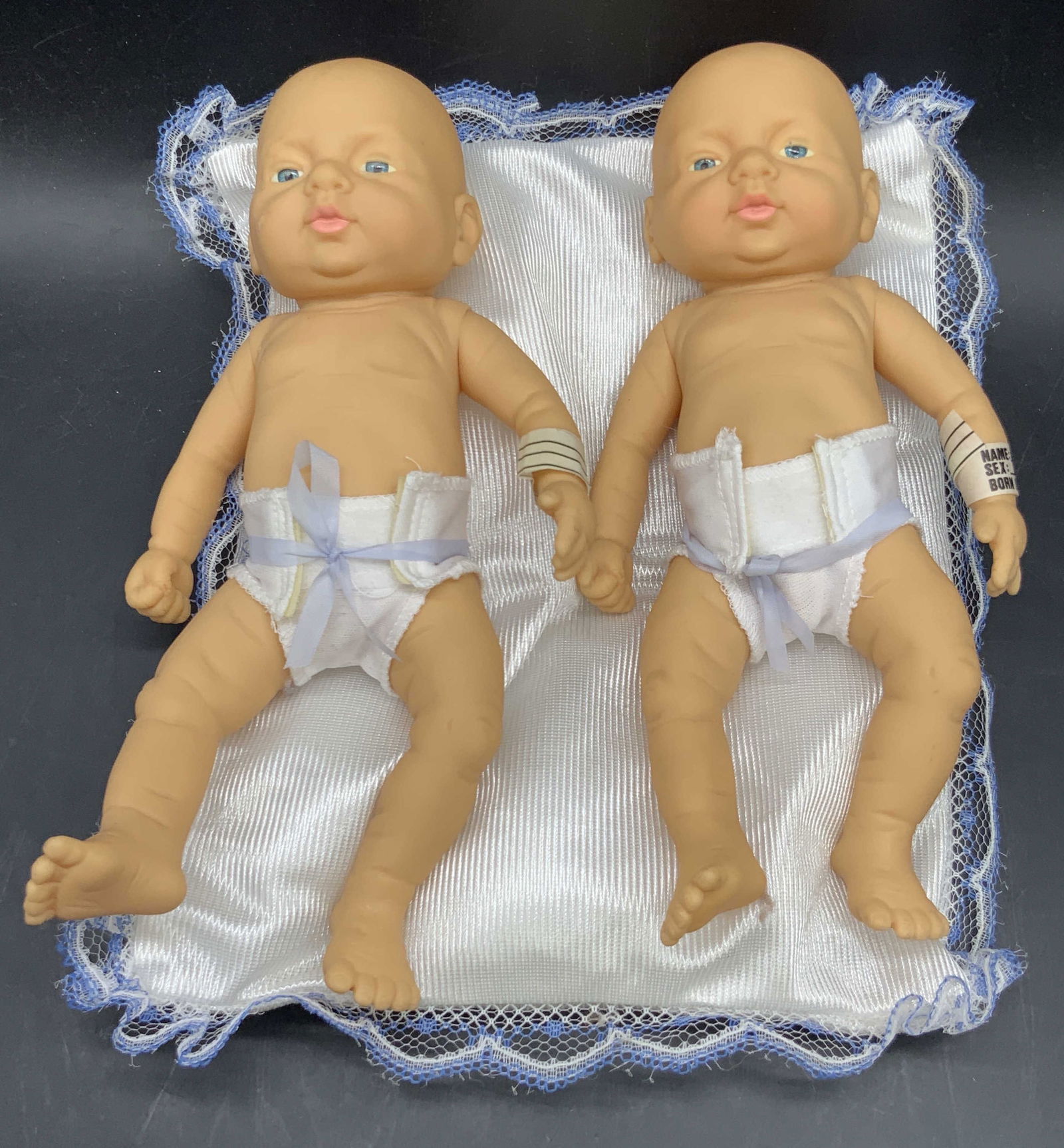 Pair Vintage Baby Dolls W/ Pillow (1 of 9)