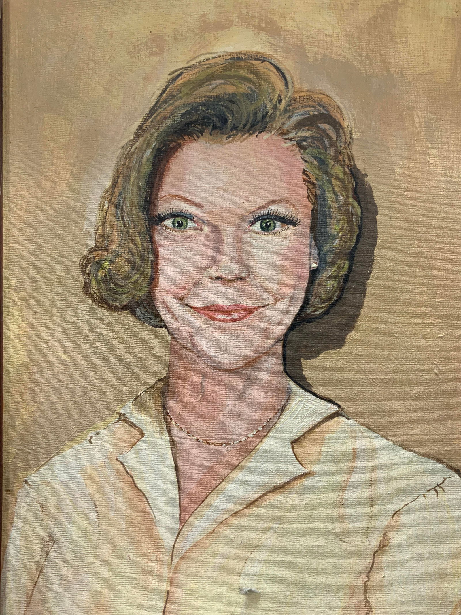 Framed Acrylic Painting Portrait Woman in Yellow (1 of 10)