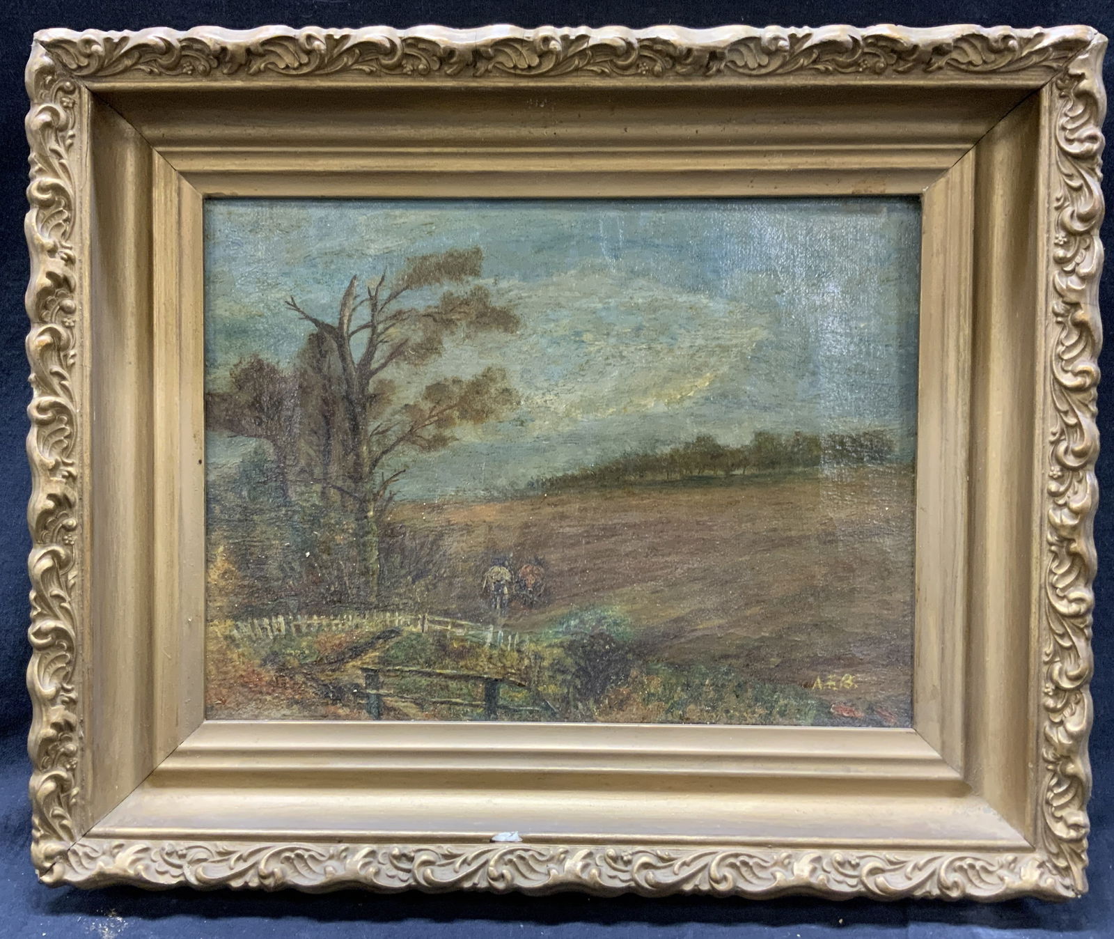 Signed & Framed Fall Field Landscape Two Horses (1 of 10)