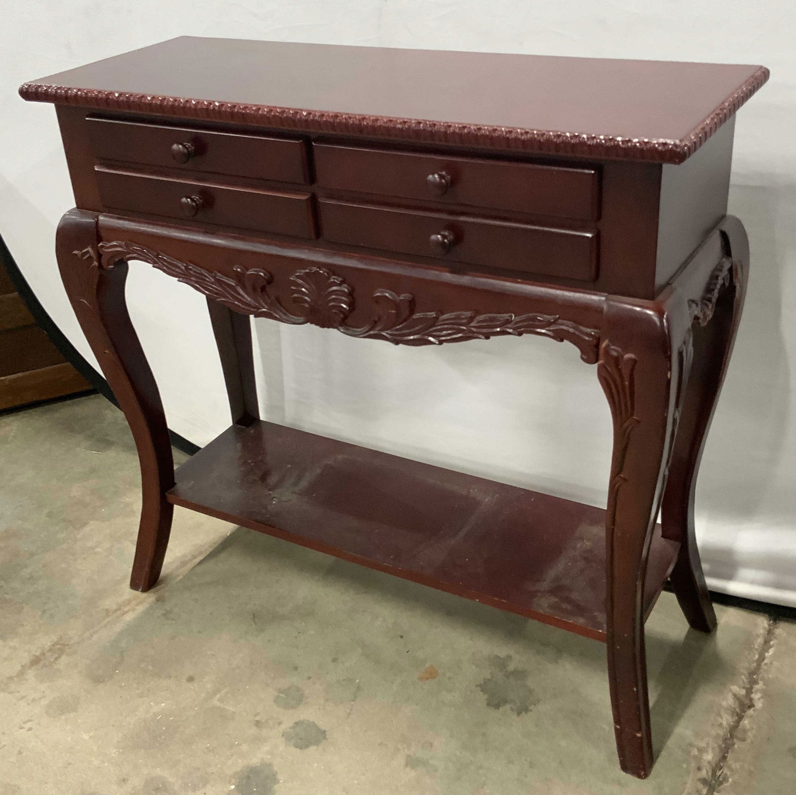 Queen Anne Style Four Drawer Console Table (1 of 12)
