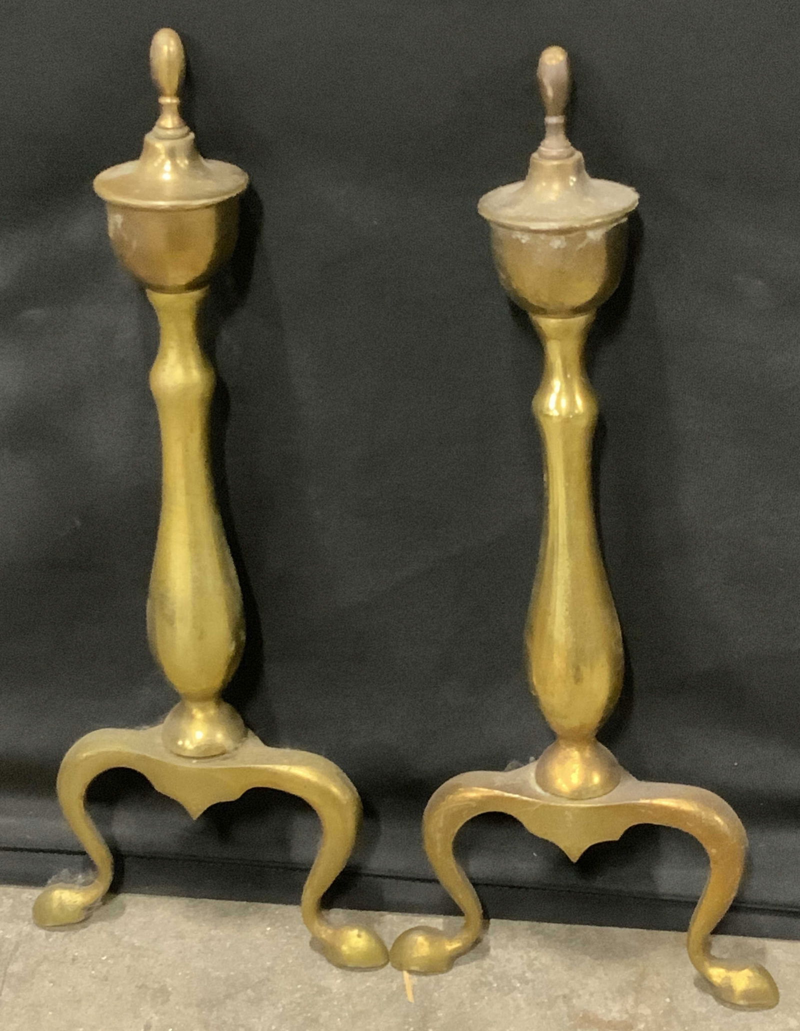 Pair Vintage Brass Andiron Fronts (1 of 7)