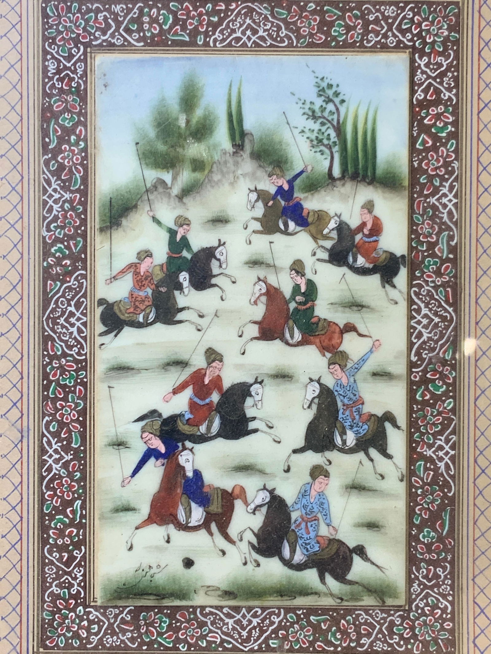Vintage Persian Hand Painted Equestrian Painting (1 of 8)