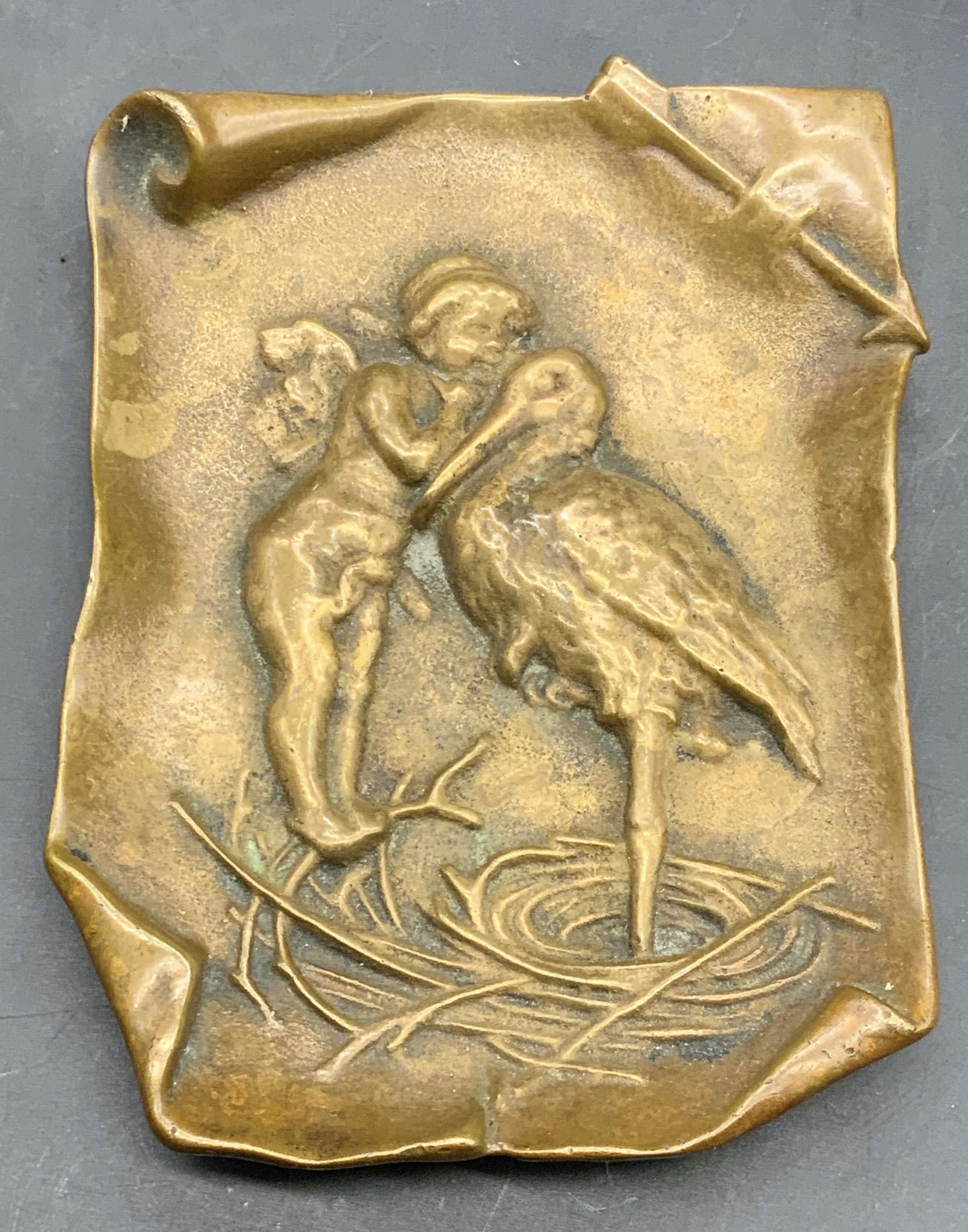 Signed Art Nouveau Style Vntg Bronze Trinket Dish (1 of 8)