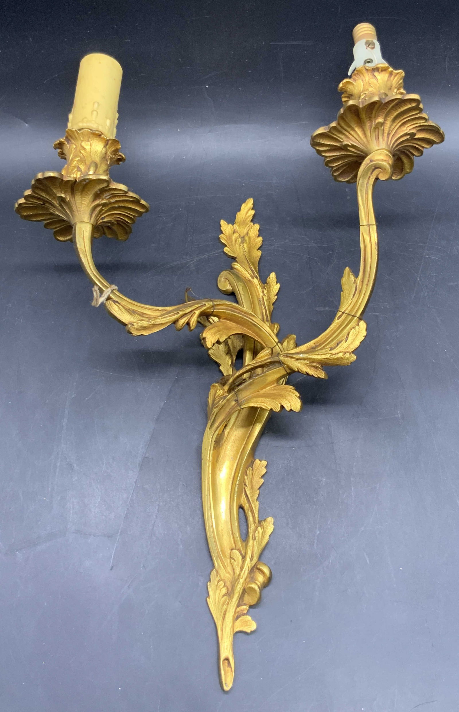Vintage Gilt Metal Two Light Wall Sconce (1 of 10)