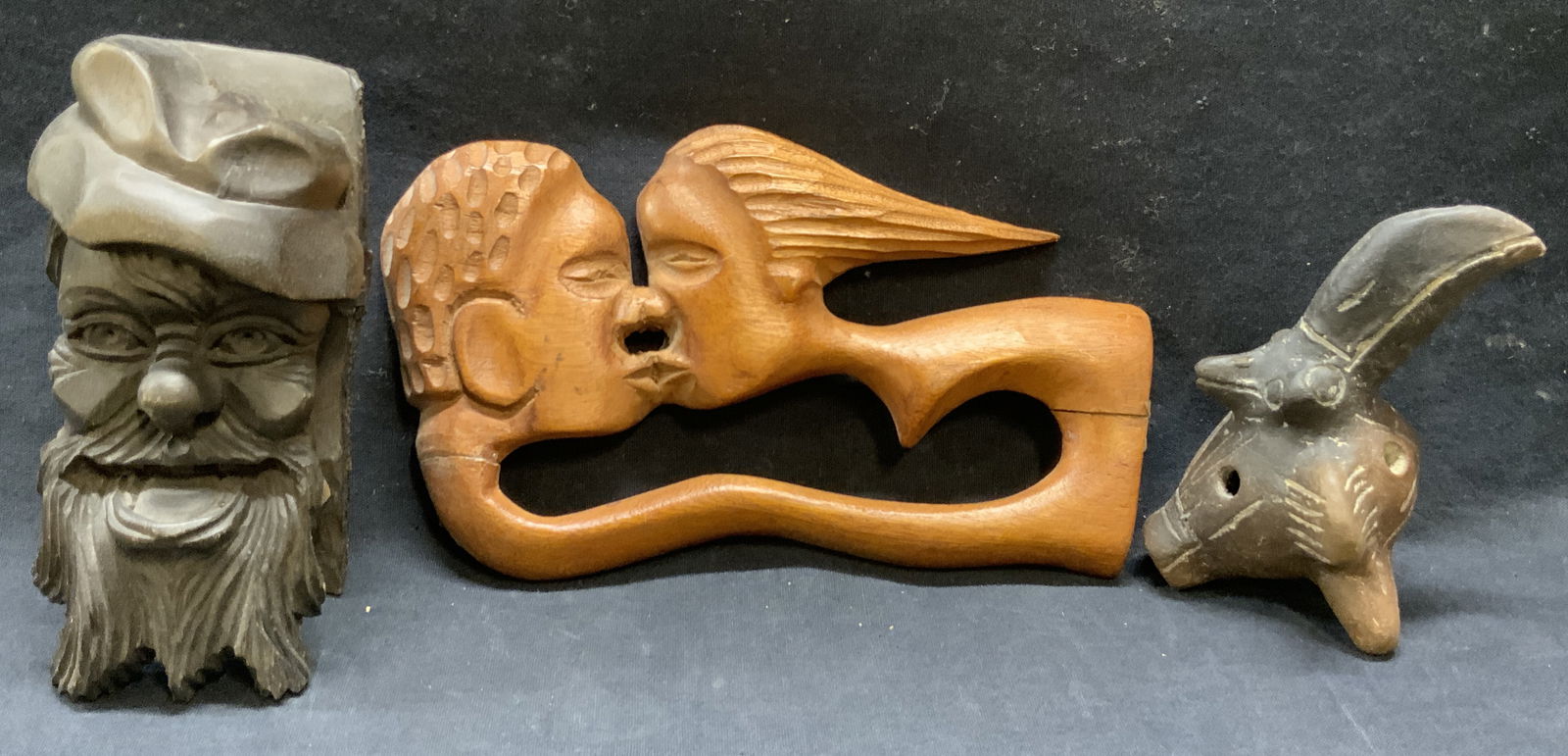 Lot 3 Vintage Wood & Pottery Figurals (1 of 6)