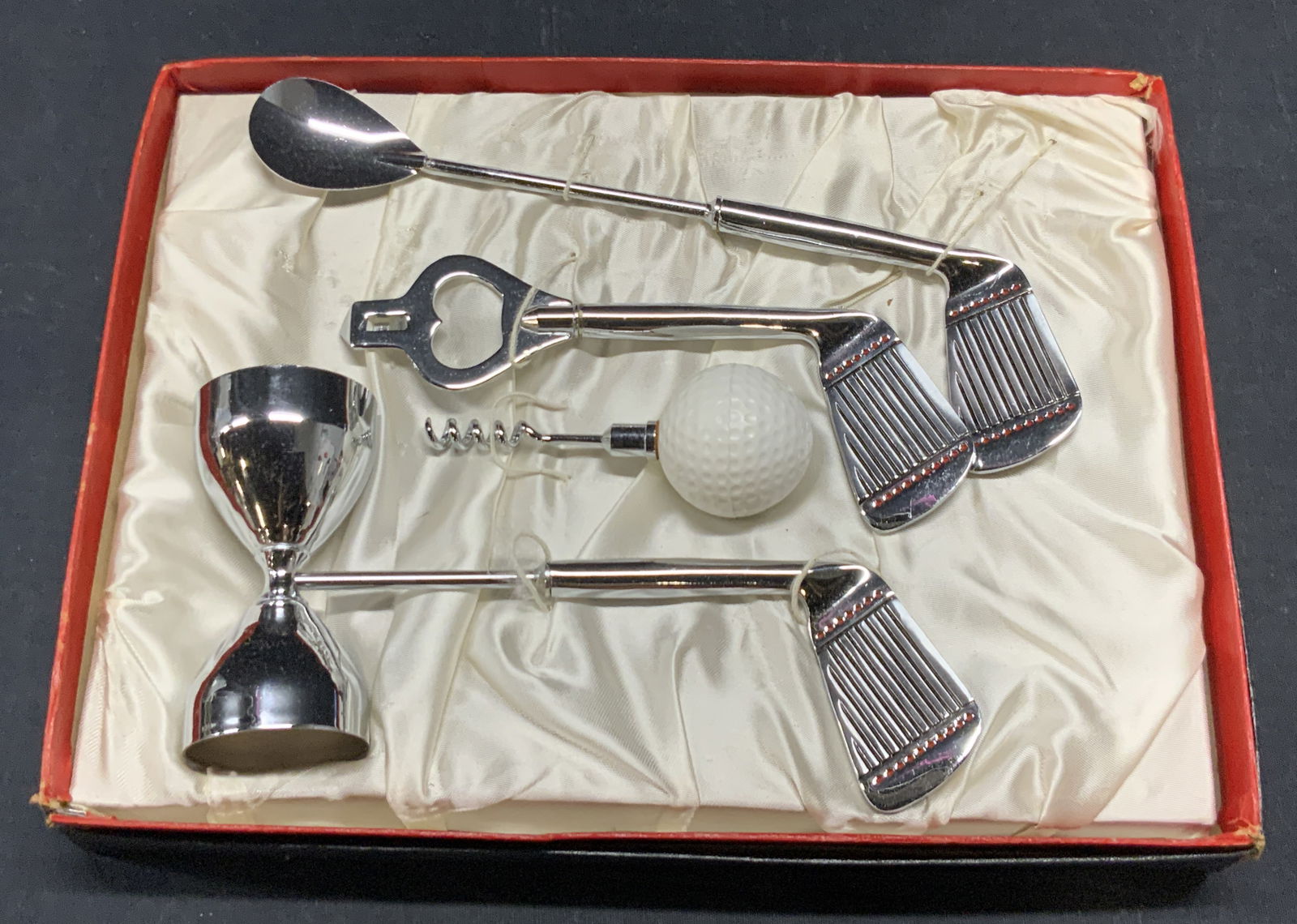 Set 4 Golf Motif Barware W/ Original Box (1 of 9)
