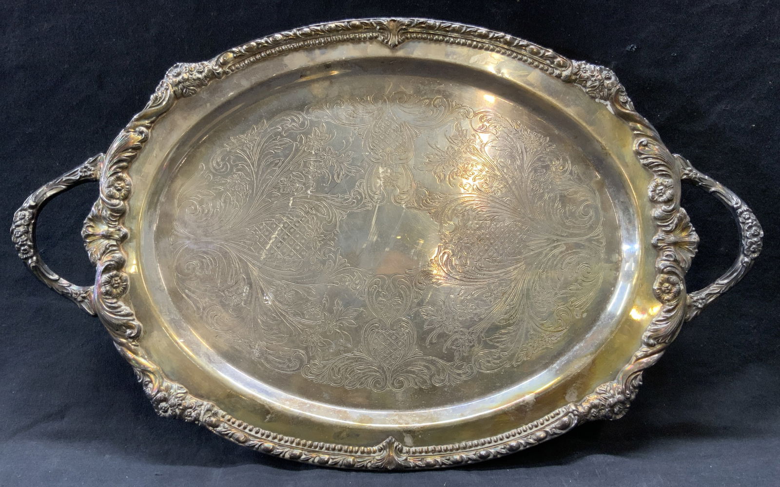 Vintage Silver Plated Footed Serving Tray 21in (1 of 10)