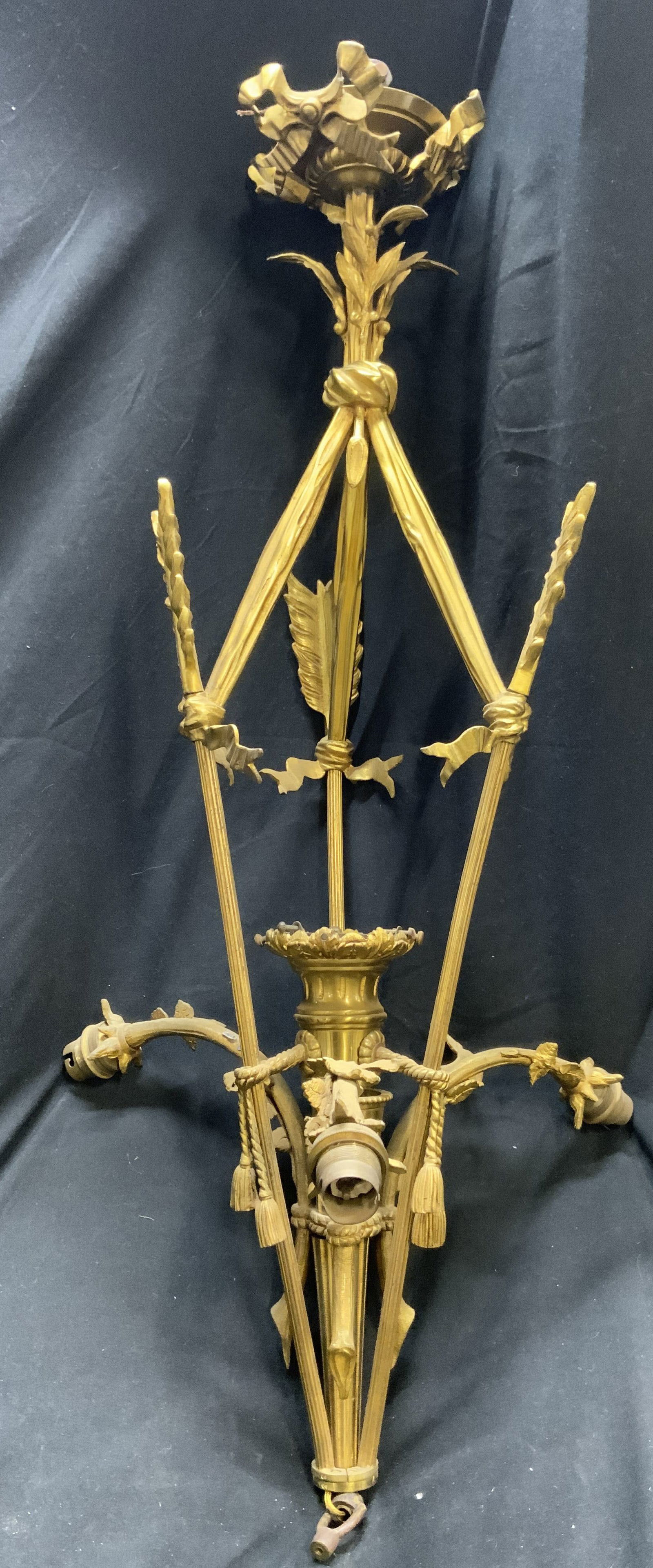 Vntg Three Arm Brass Victorian Chandelier (1 of 7)