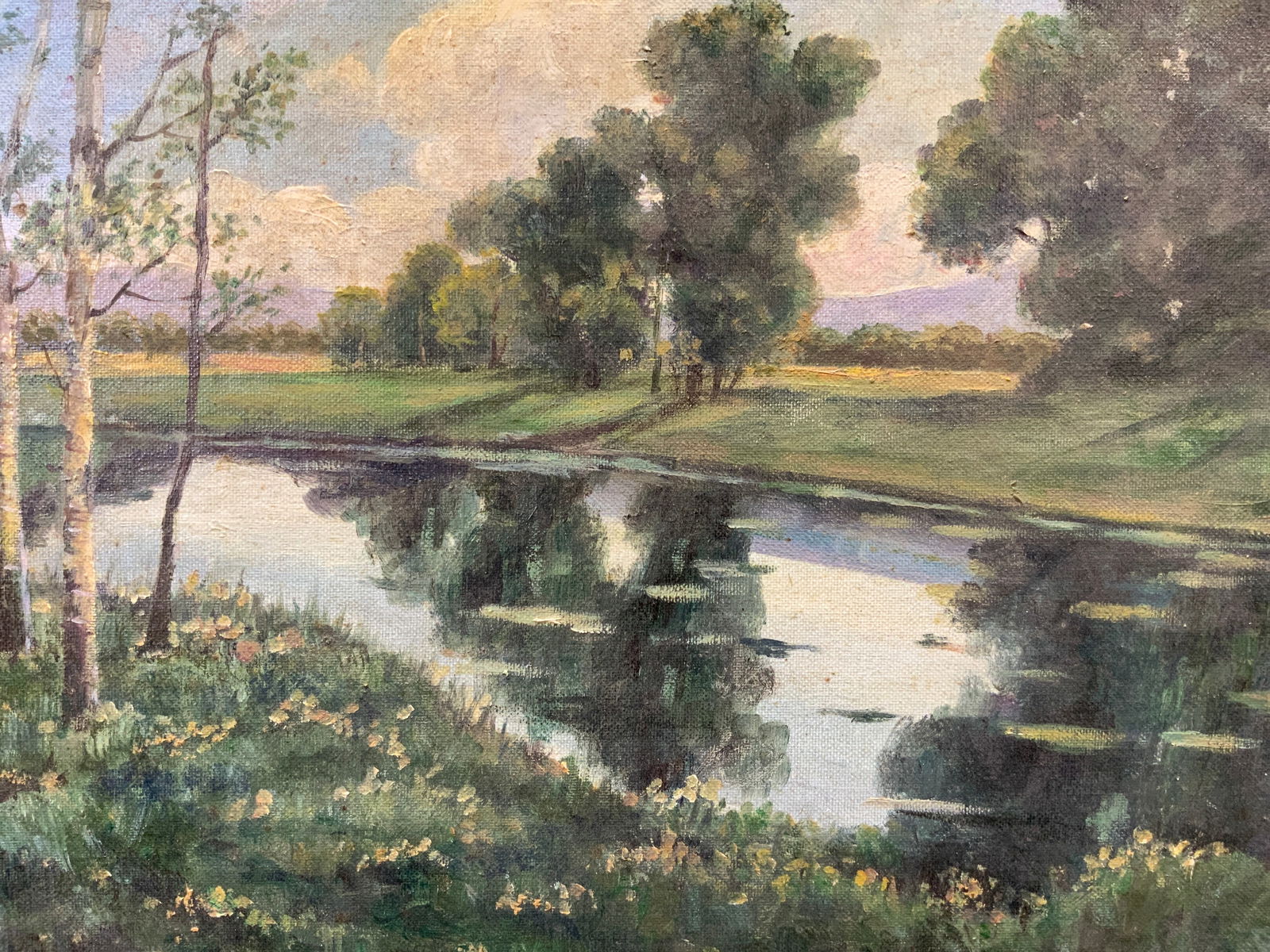 Reflective Pond Scenery Landscape Oil Painting (1 of 9)