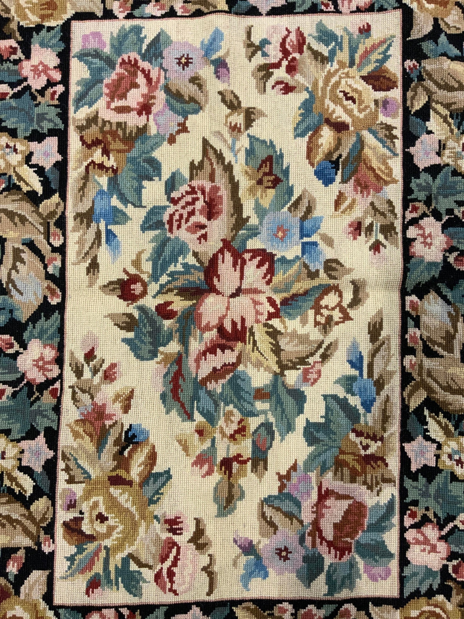 Vintage Floral Needlepoint Area Rug (1 of 7)