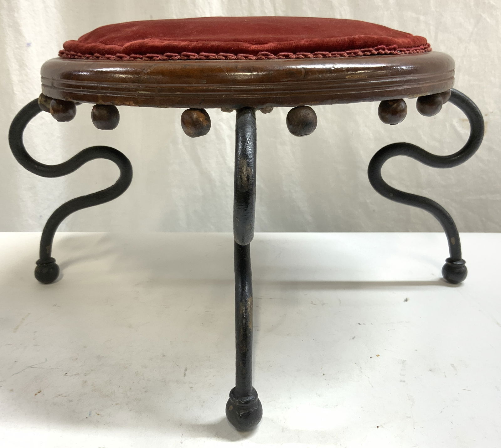 Antique Uph Wood & Metal Footstool (1 of 6)