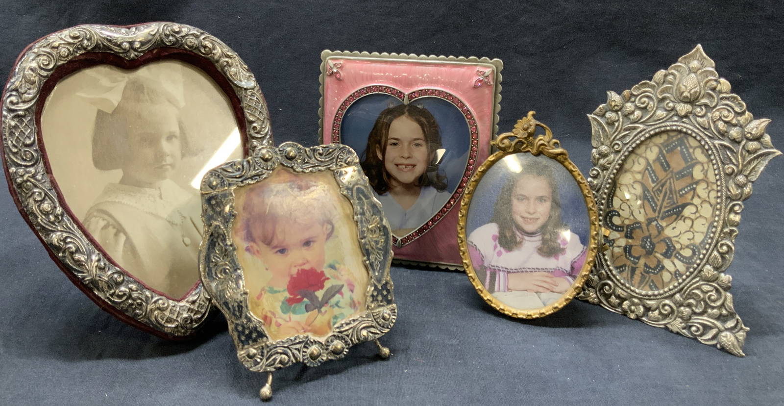 Lot 5 Vintage Frames, Sterling And Silver, More Auction