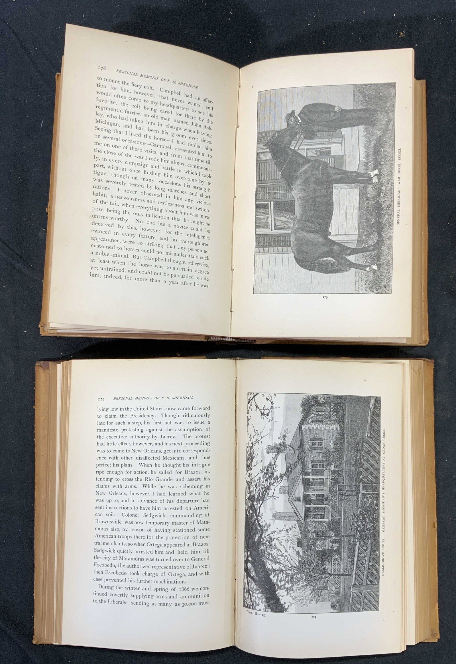 Antq Memoirs of P.H. SHERIDAN First Edt Vol 1&2: Antique hard cover copies of the Personal Memoirs of P.H. Sheridan. General United States Army. Published by Charles L. Webster & Company, 1888. 2 volumes. Antique condition with wear to covers, pages