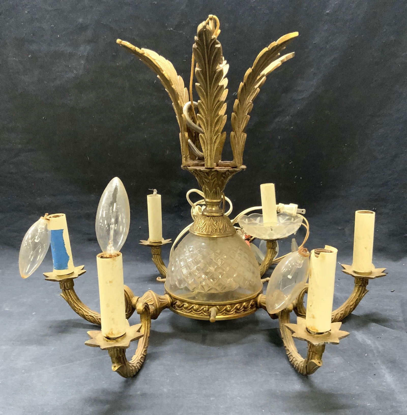 Vintage 6 Arm Brass Victorian Chandelier (1 of 7)