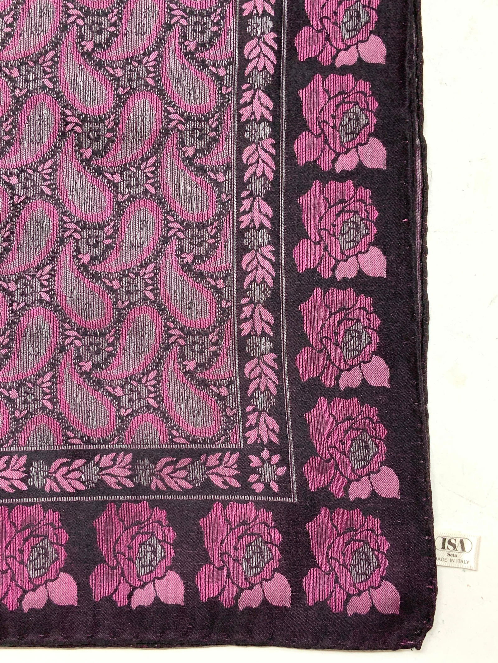 ISA Silk & Wool Paisley & Rose Scarf/ Shawl Italy (1 of 6)