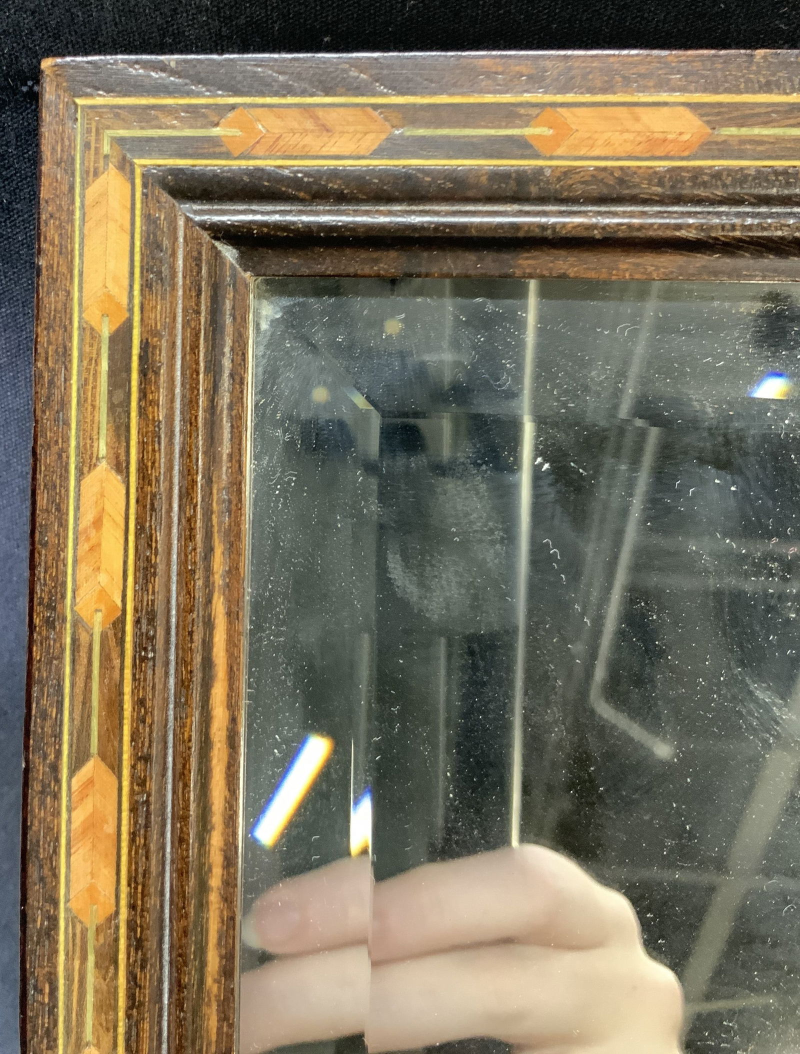 Wood Inlay Marquetry Fetco Framed Wall Mirror (1 of 10)